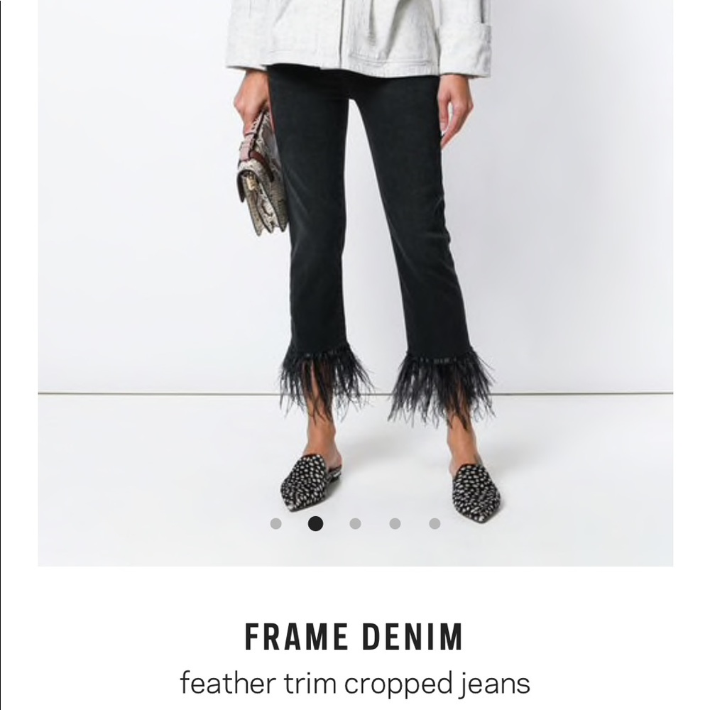 Frame black denim cropped feather bottom jeans 24